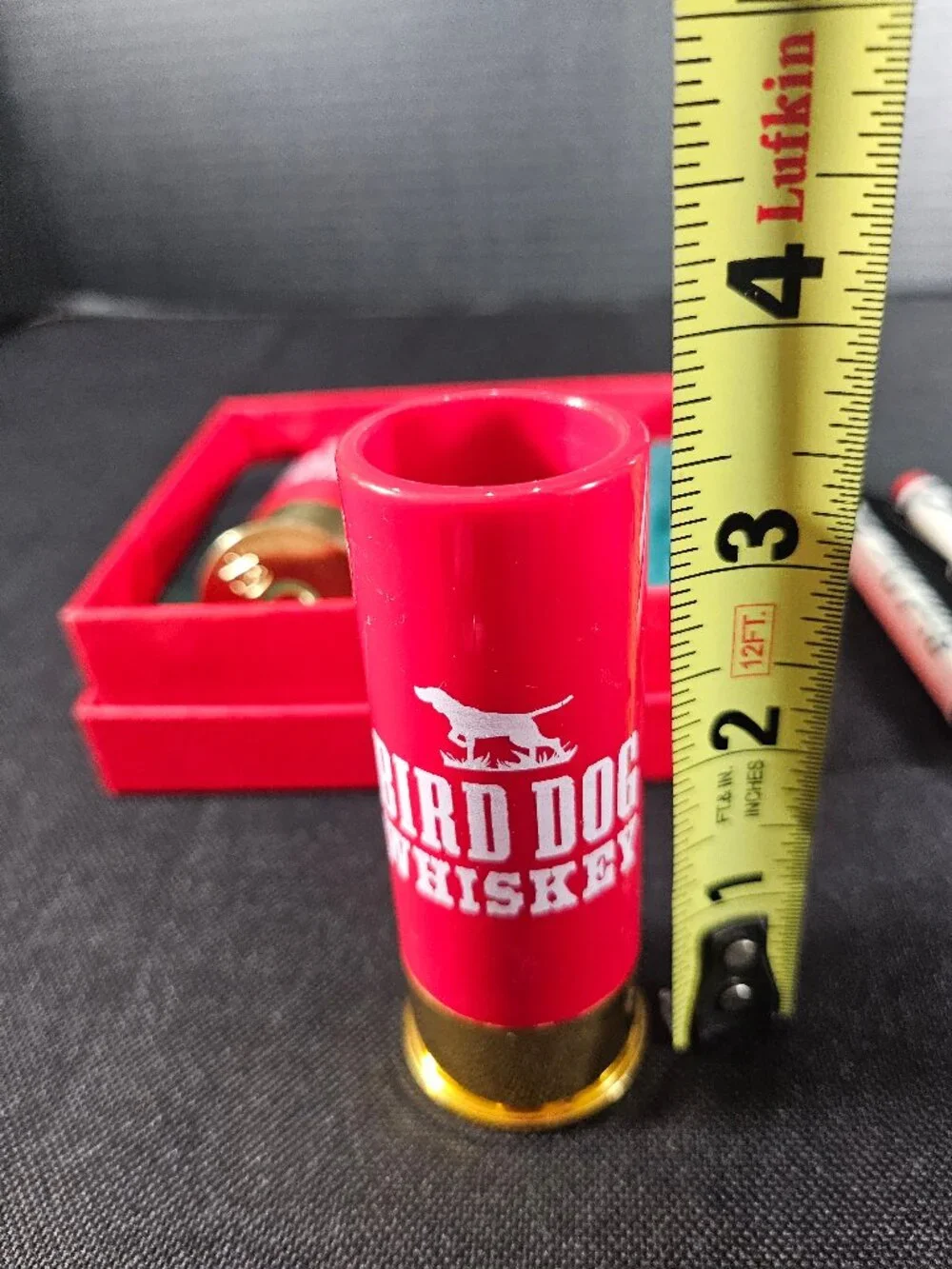 Rare Bird Dog Whiskey Promotion Set 2 Shotgun Shell Shot Glasses 2 Pins Gift Box